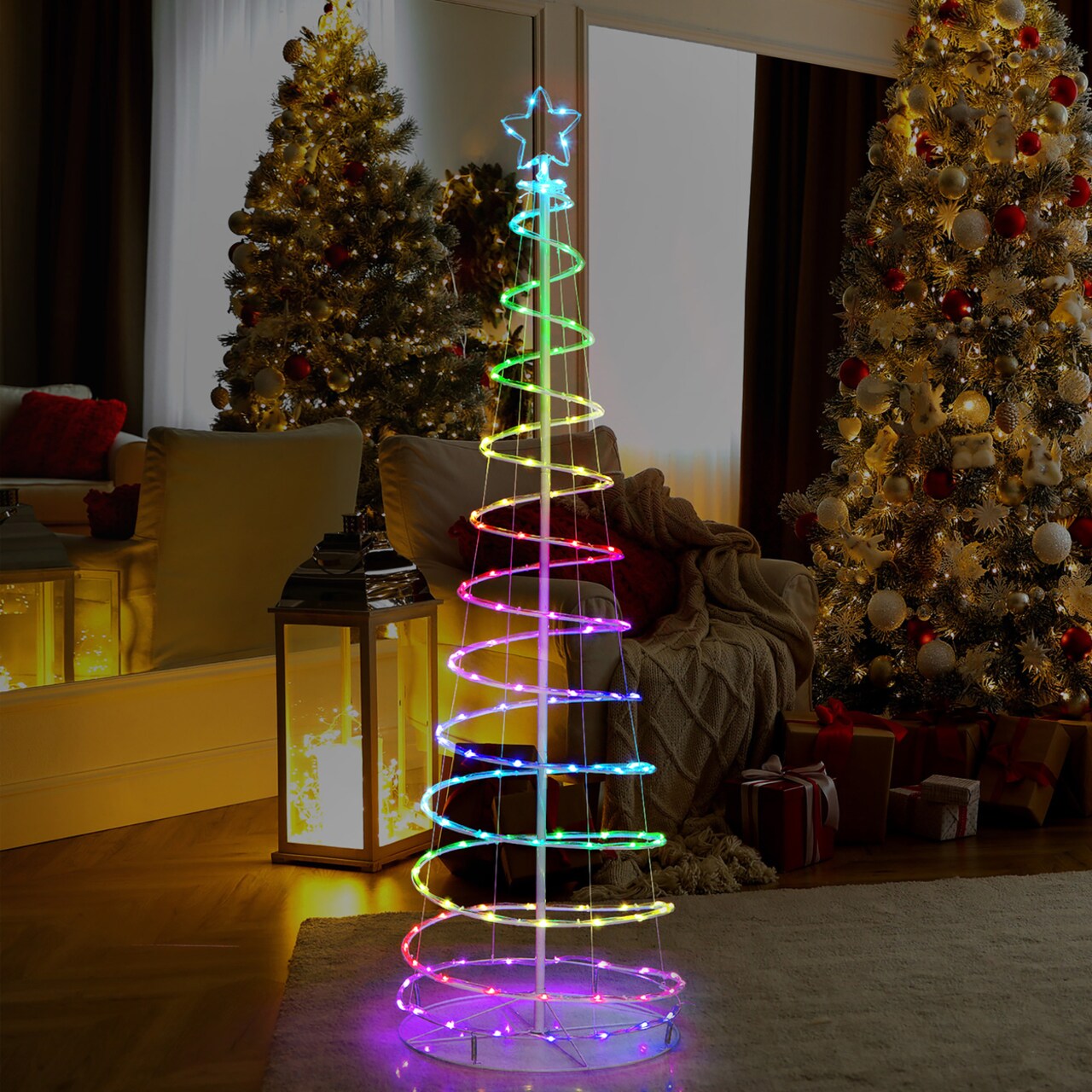 6Ft Retractable Spiral Christmas Tree Smart Decor Tree W/ 135 Led Lights And App Control